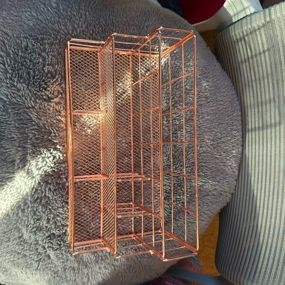 Copper Wire Mesh Desk Organizer